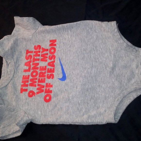Baby Onesies from Nike Size 6M Says "The last nine months were my off season " - Picture 1 of 3